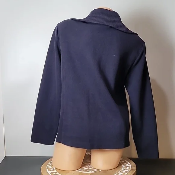 Karen Scott SPORT Navy Blue Button Down Knit Cardigan - Picture 6 of 12